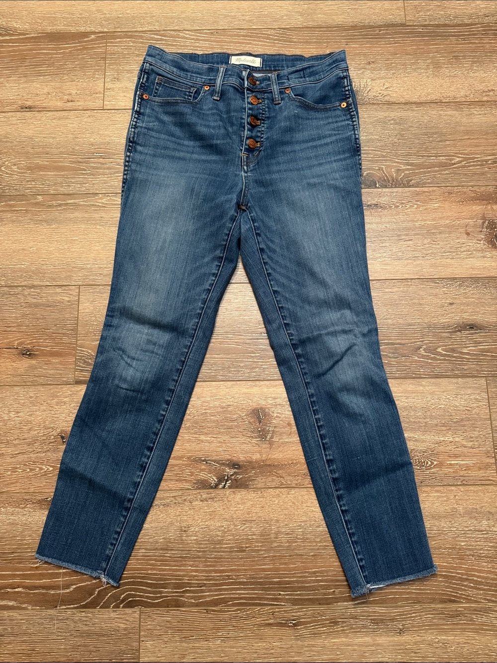 Madewell Medium Blue High-Rise Button-Fly Skinny Jeans 28